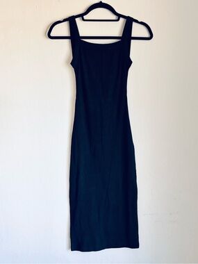 Black Bodycon Dress with Square Neck and Back Cutout